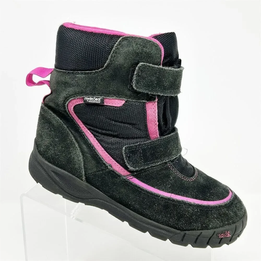 The North Face Girls' Winter Boots Size 6 Black and Pink Waterproof Insulated